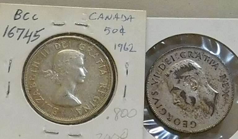 Canada: 1950 & 1962 Sil (800) Hf Dols., GeoVI &  Eliz