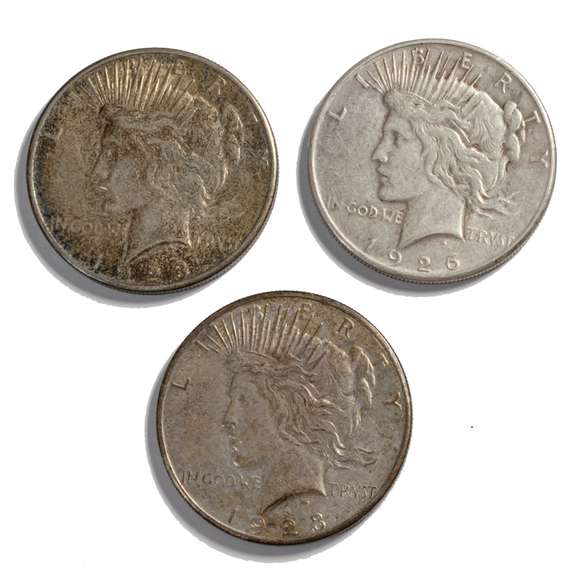 2 1923 S & A 1926 S Peace Dollars