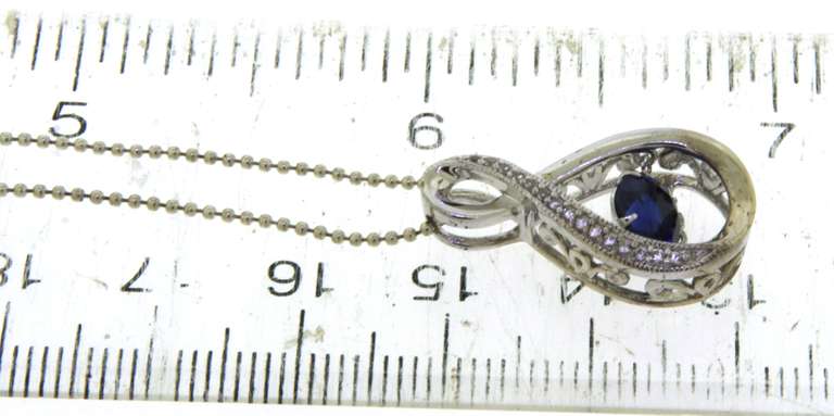 Sterling Silver Shimmering Blue CZ Pendant on Chain