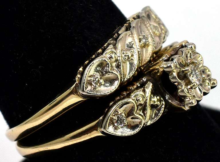 Vintage Diamond Wedding Set in 2-Tone 14KT Gold
