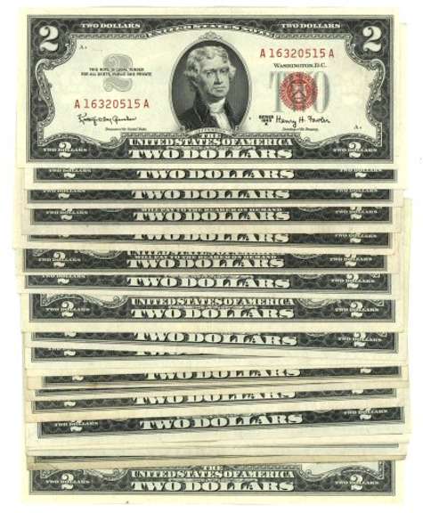 Great lot of 23 Series of 1953/63 $2 Red Seal Notes