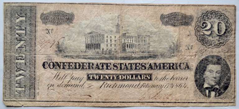 $ 20 Feb 17 1864 Series Confederate States Note