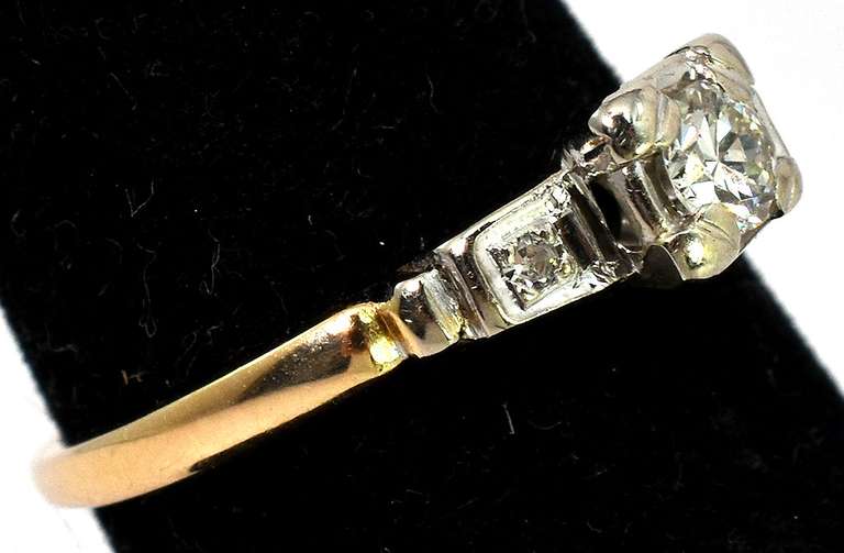 Petite Vintage Diamond Ring in 2-Tone 14KT Gold, Size 4