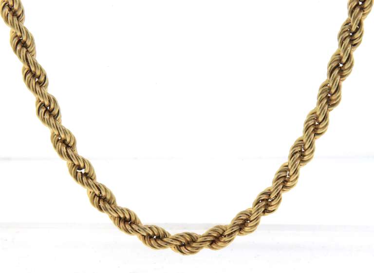 Elegant Yellow Gold Rope Chain Necklace
