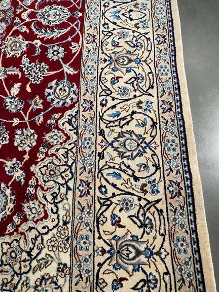 SIGNED SILK &WOOL PERSIAN NAIN RUG 6.6x10