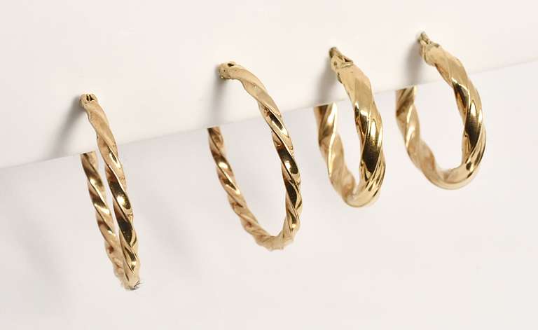 2 Pairs of Twisted Hoop Earrings