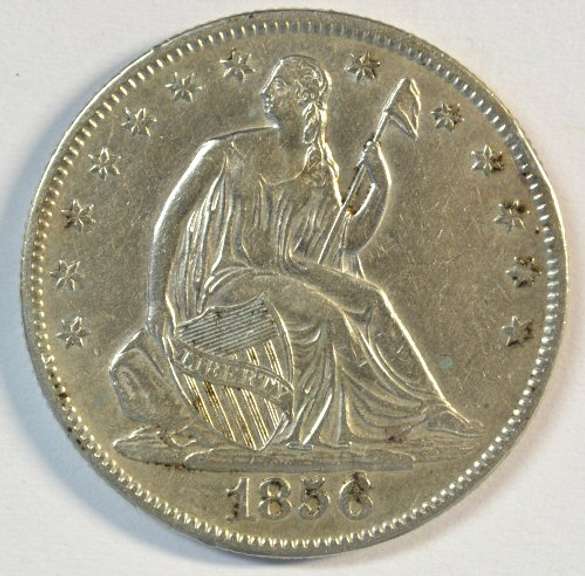 Sharp 1856-O No Motto Seated Liberty Half Dollar. XF/AU details