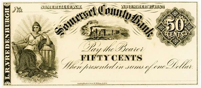 Gem Crisp 1862 .50 Cent Note Somerset County Bank Somerville N.J.!