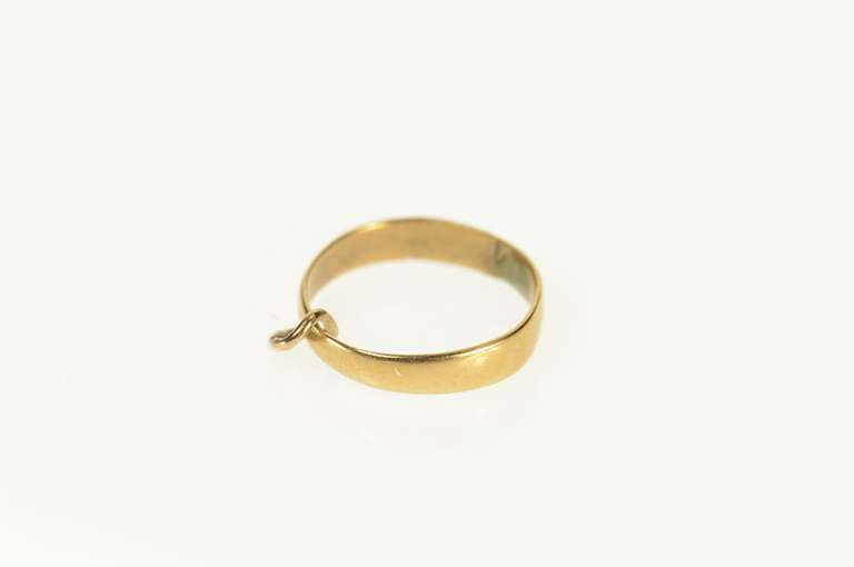 14K Yellow Gold Victorian Simple Plain Baby Band Ring Charm/Pendant