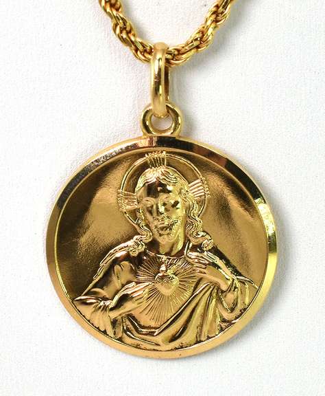 Heavy Religious Necklace in 18KT Yellow Gold