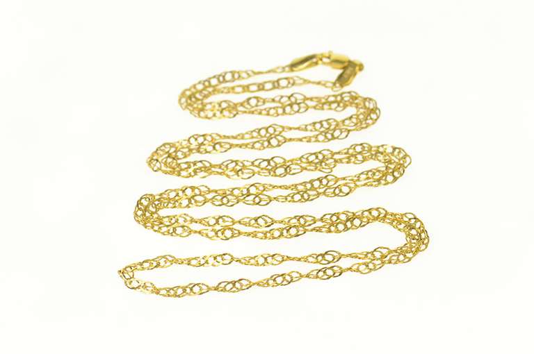 14K Yellow Gold 2.5mm Textured Link Rolling Twist Chain Necklace