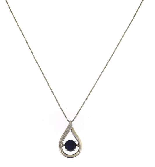 Sterling Silver Blue Gemstone Pendant on Chain