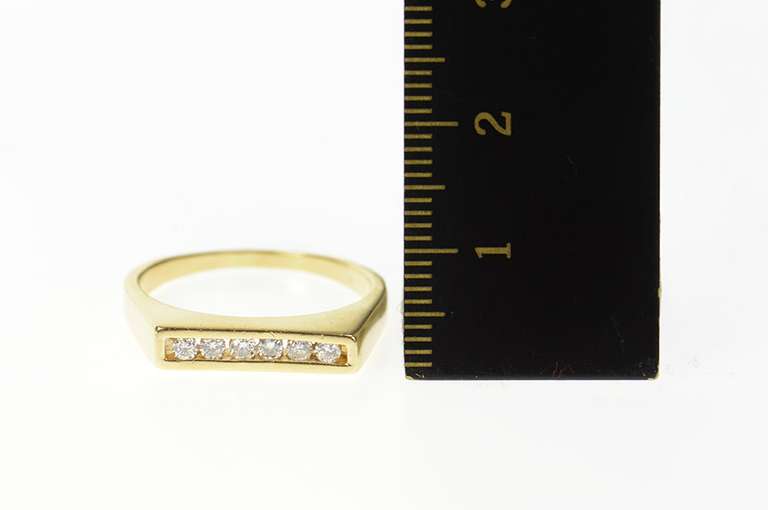 14K Yellow Gold Squared Diamond Wedding Band Stackable Ring