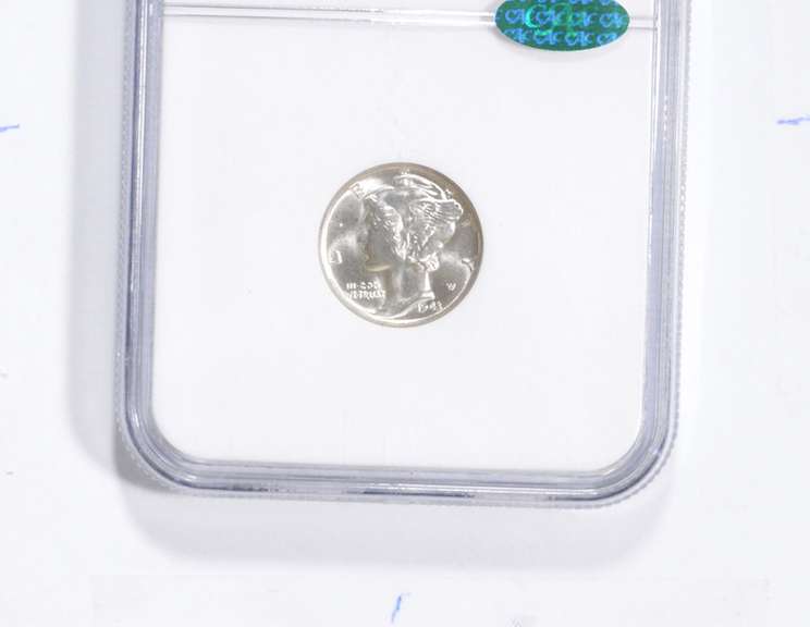 MS66 FB 1943-D Mercury Silver Dime - CAC - Graded NGC