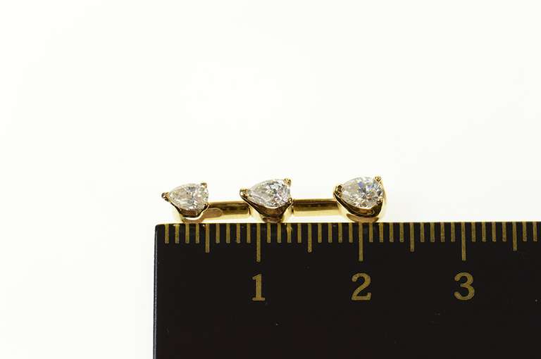 14K Yellow Gold 0.45 Ctw Tiered Pear Diamond Drop Bar Pendant