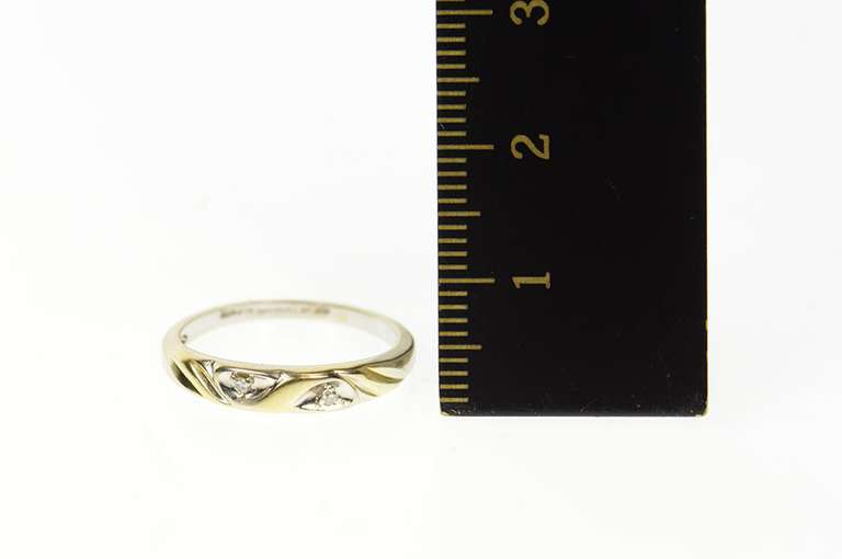 14K Yellow Gold Diamond Classic Retro Simple Wedding Band Ring