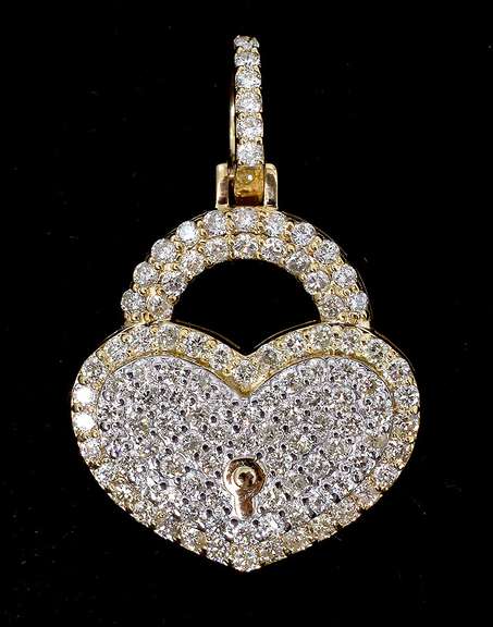 Lock Shaped Diamond Pendant in Gold