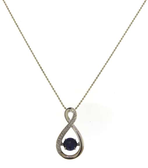 Sterling Silver Shimmering Blue CZ Pendant on Chain