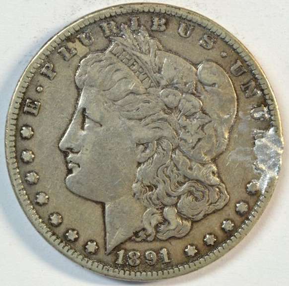 Key date 1891-CC Morgan Silver Dollar. Nice circ