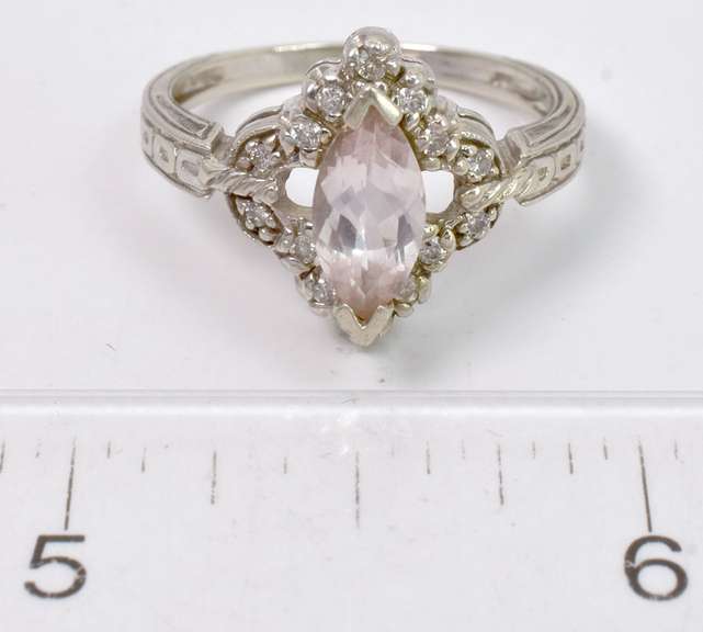 Vintage Morganite & Diamond Ring, 14KT