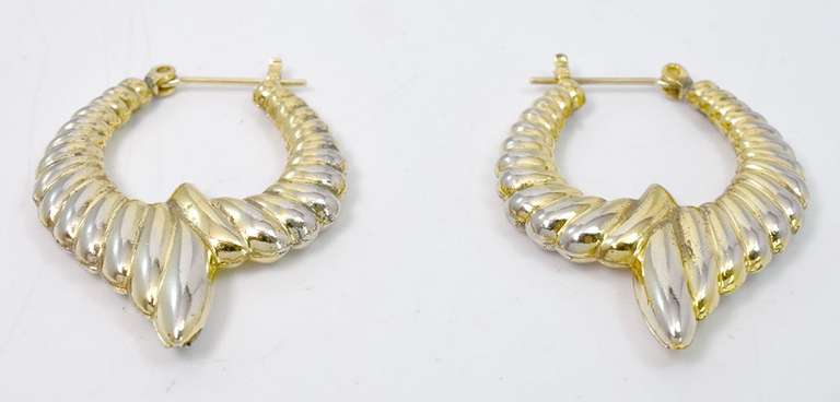 14KT Yellow Gold Fancy Hoop Earrings