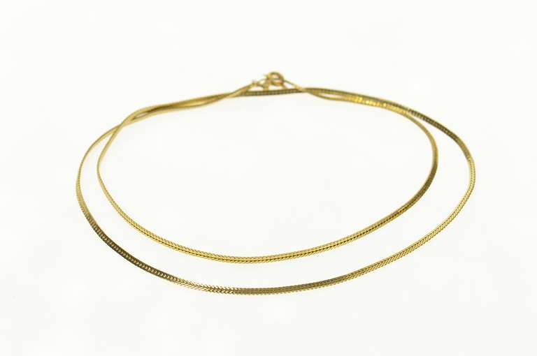 14K Yellow Gold 1.6mm Flat Fancy Chain Squared Link Necklace