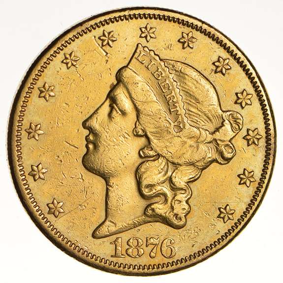 1876-CC $20.00 Liberty Head Gold Double Eagle - Circulated