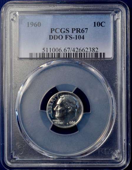 1960 Roosevelt Dime PCGS PR67 DDO FS-104