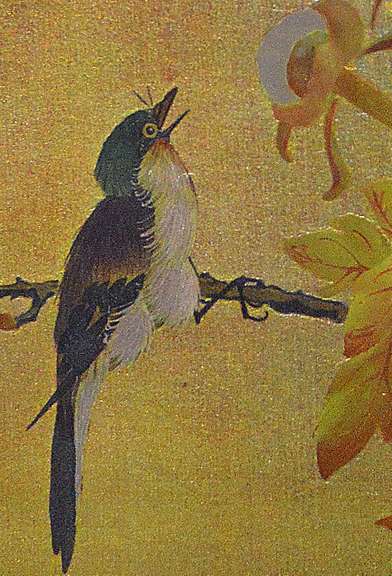 GOLD AND SILVER PAINTING ON SILK MEDIUM JAPANESE ART