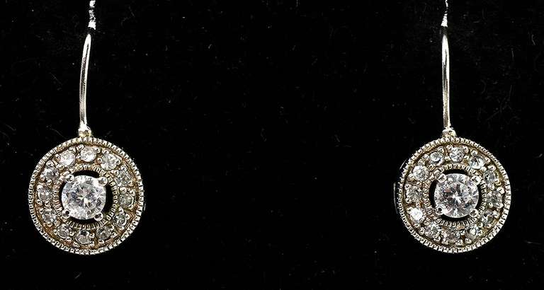 Sparkling Circular CZ Earrings in Sterling Silver