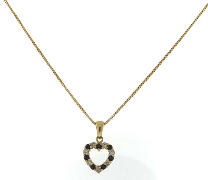 Charming Sapphire and Diamond Heart Shaped Pendant on Chain