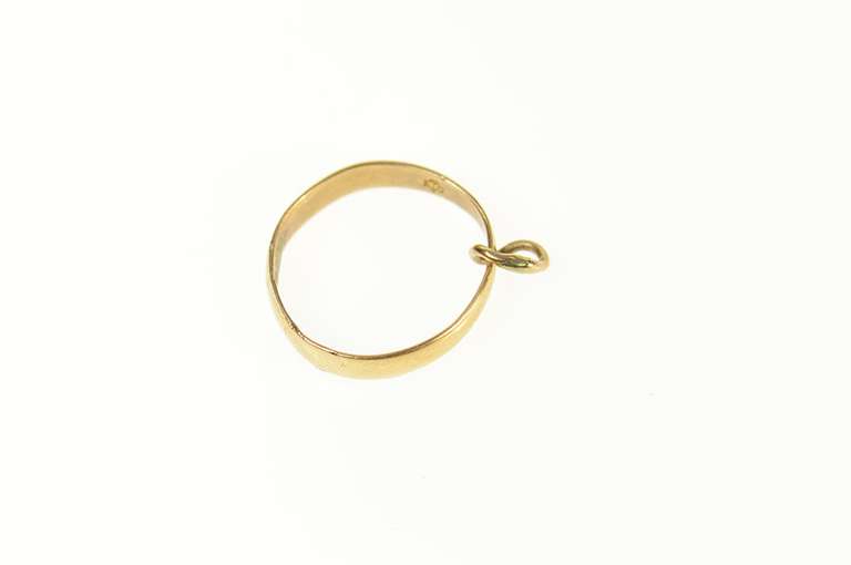 14K Yellow Gold Victorian Simple Plain Baby Band Ring Charm/Pendant