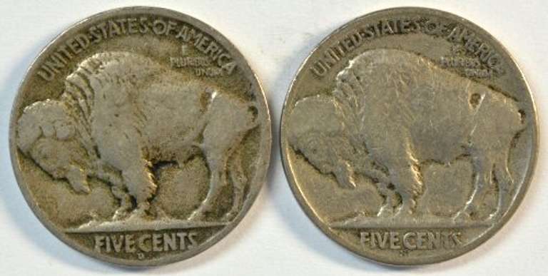 Scarce 1919-D & 1926-S Buffalo Nickels in nice VF