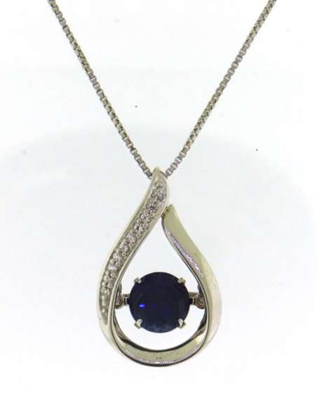 Sterling Silver Blue Gemstone Pendant on Chain
