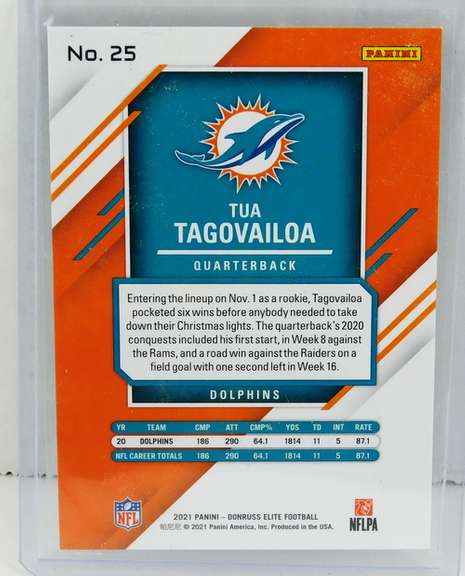 Tua Tagovailoa, Dolphins QB Rookie Football Card