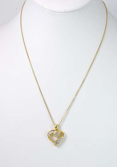Elegant Ribbon-Style Heart with CZs in Vermeil
