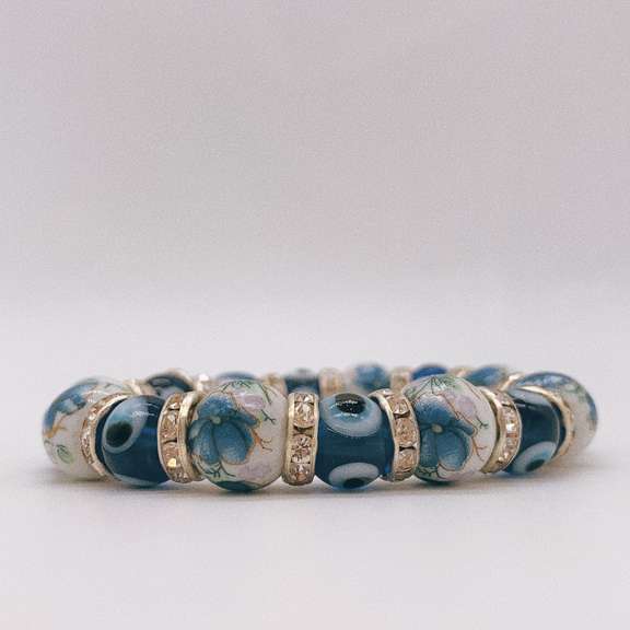 Hand Painted Porcelain & Evil Eye Bracelet