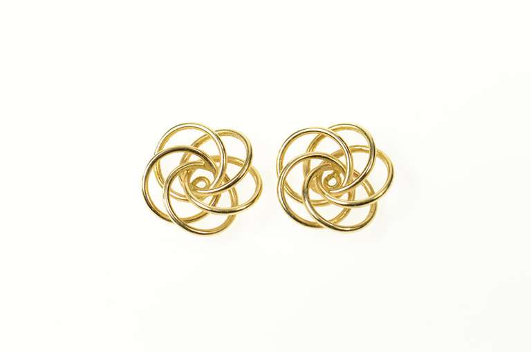 14K Yellow Gold Spiral Design Retro Stud Enhancer Earring Jackets