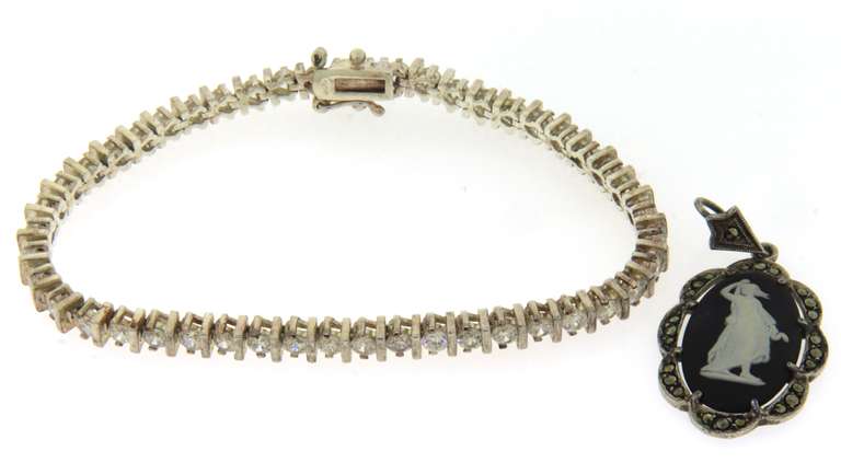 Sterling Silver Cubic Zirconia Bracelet and Pendant