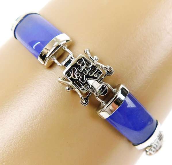 Sterling & Purple Jade Chinese Bracelet