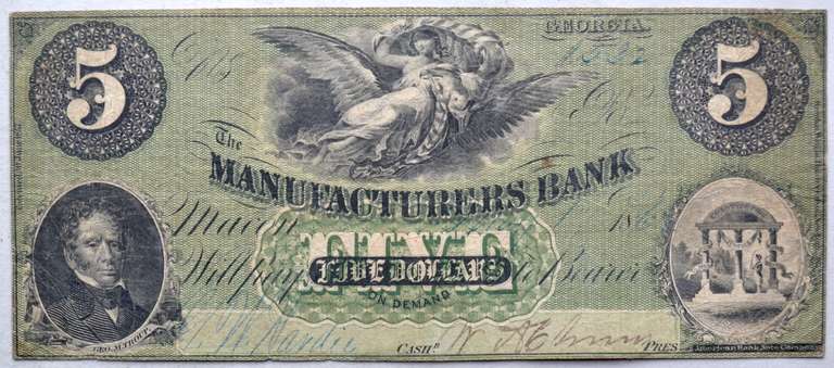 $ 5 1862 Greentint Manufacturers Bank of Georgia Note