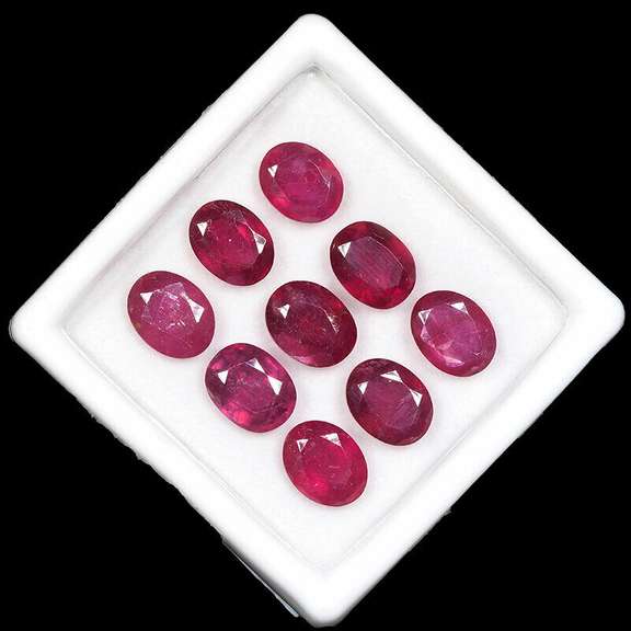 Group Lot of 9x oval Natural Ruby Gemstones- 25.00 Carats!