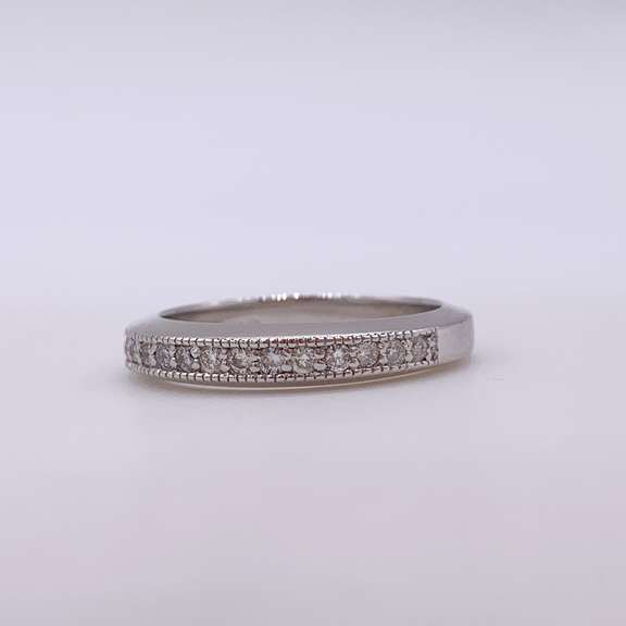 14kt Solid White Gold Diamond Band Ring
