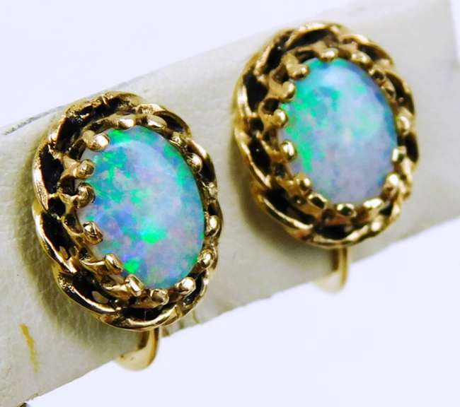 Early 14K Australian Opal Earrings