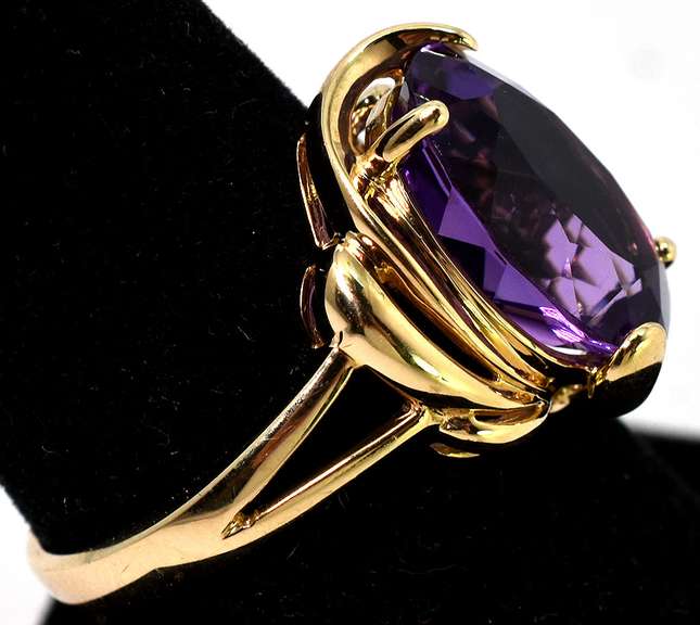 Massive Amethyst Ring in 14KT Yellow Gold