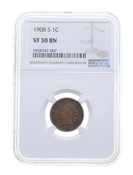 VF30 BN 1908-S Indian Head Cent - Graded NGC