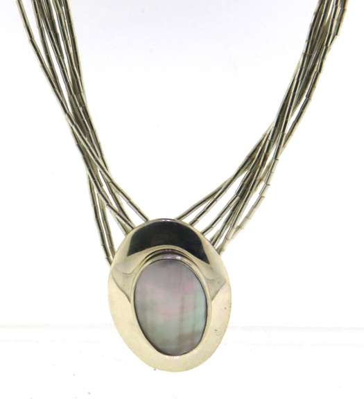 Sterling Silver Multi Strands Tube Chain With Pendant