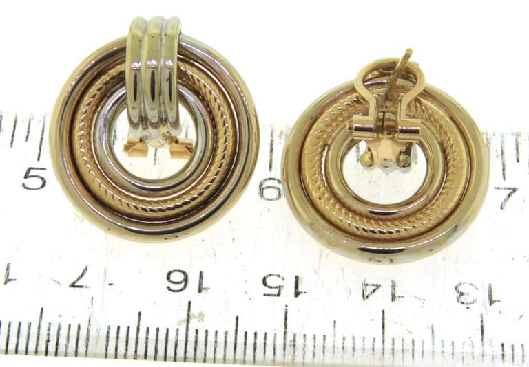 Trendy Two Tone Gold Circle Earrings