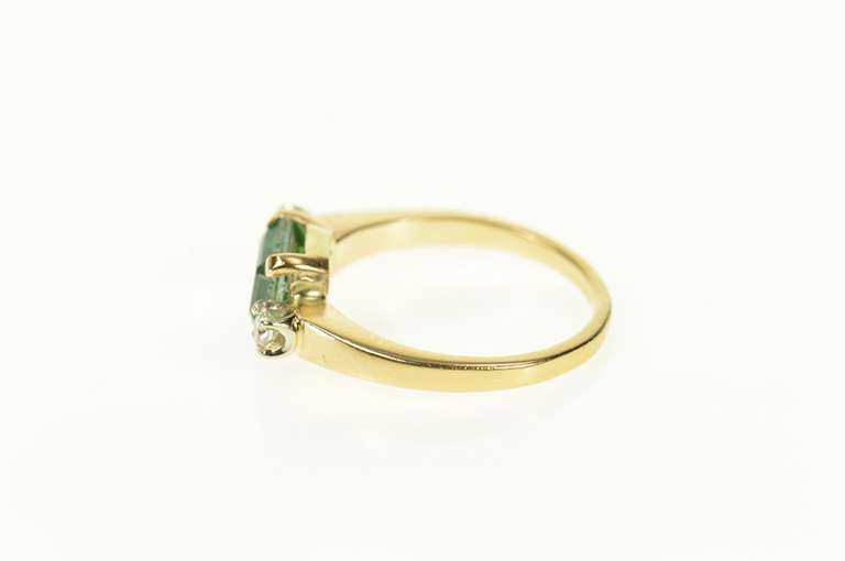 14K Yellow Gold Emerald Cut Sim. Emerald Diamond Classic Ring