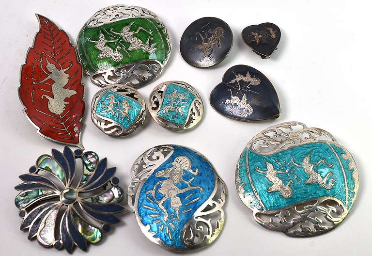 Lot of Sterling Silver Brooches and Clip-On Earrings